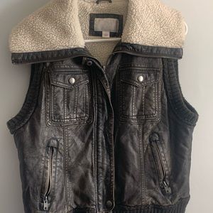 Faux leather lambskin vest outer wear jacket